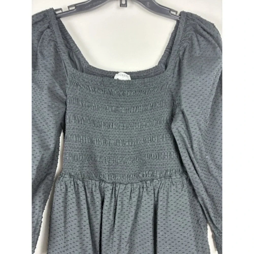 J Crew Black Swiss Dot Long Sleeve Tiered Dress Sz XS Dark Cottagecore Romantic